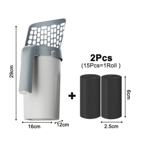 Pelle à Litière pour Chat avec Sac de Recharge, Filtre pour Animaux de Compagnie, Nettoyage des Déchets, Fournitures PIncef, Boîte, Self Books – Image 6